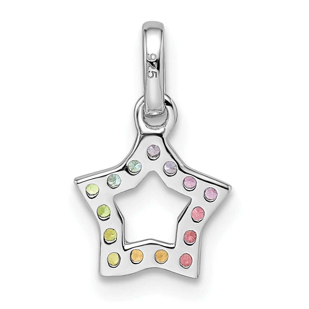 Sterling Silver Rhodium-plated Rainbow Nano Crystal Star Pendant