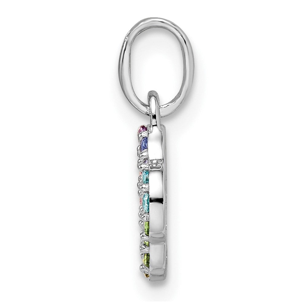 Sterling Silver RH-plated Rainbow Nano Crystal Clover Petite Pendant