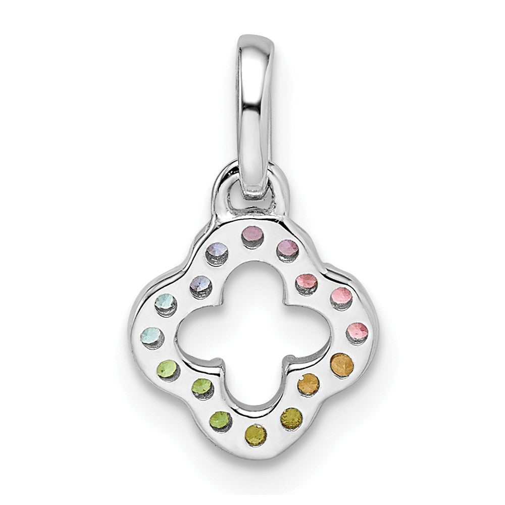 Sterling Silver RH-plated Rainbow Nano Crystal Clover Petite Pendant