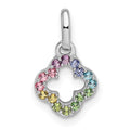 Sterling Silver RH-plated Rainbow Nano Crystal Clover Petite Pendant