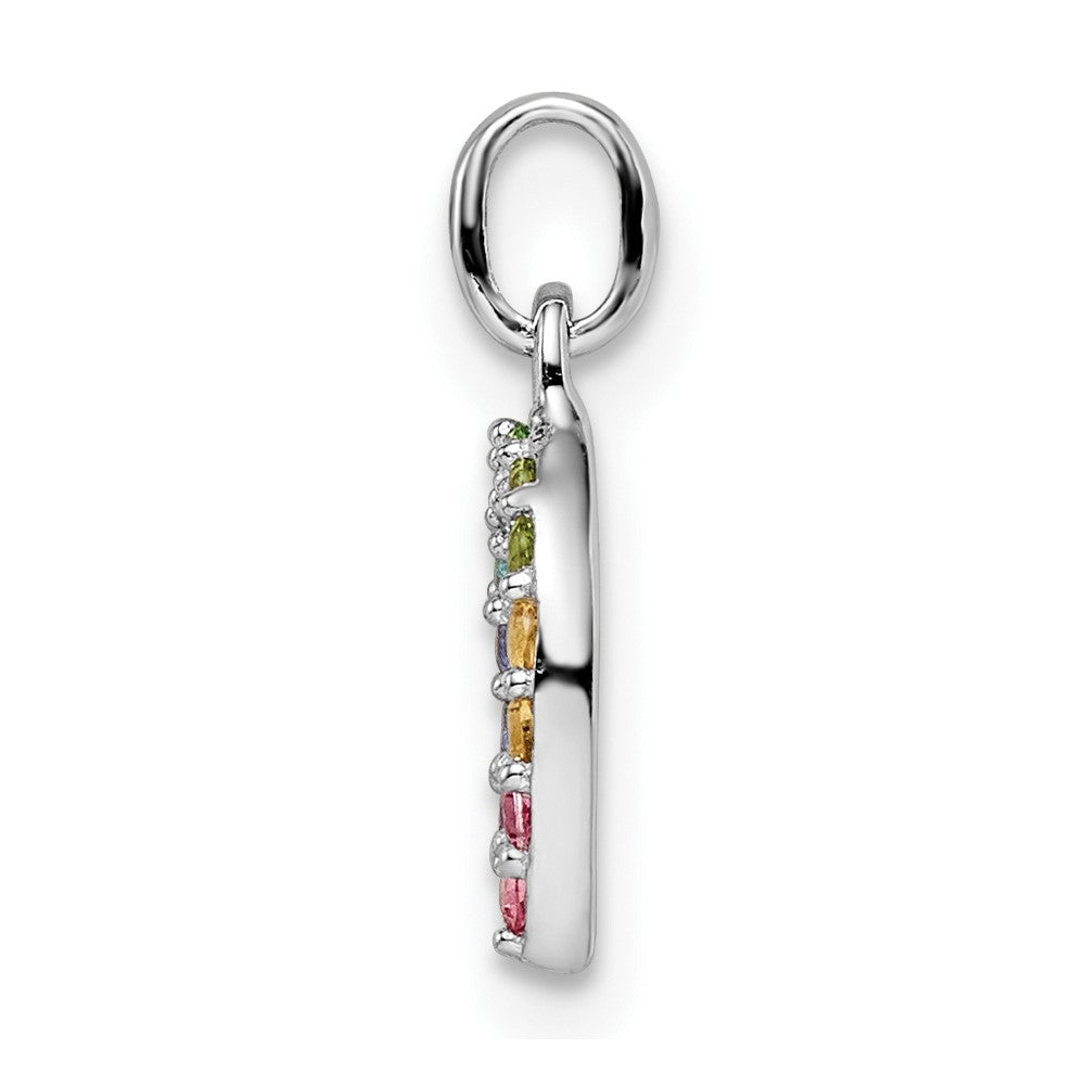 Sterling Silver Rhodium-plated Rainbow Nano Crystal Horseshoe Pendant