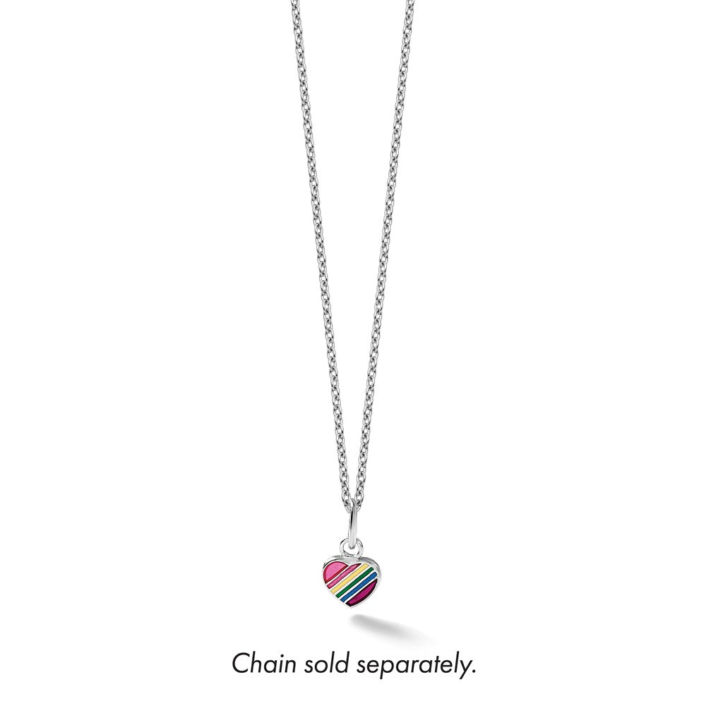 Sterling Silver RH-pltd Polished Rainbow Enamel Heart Children's Pendant
