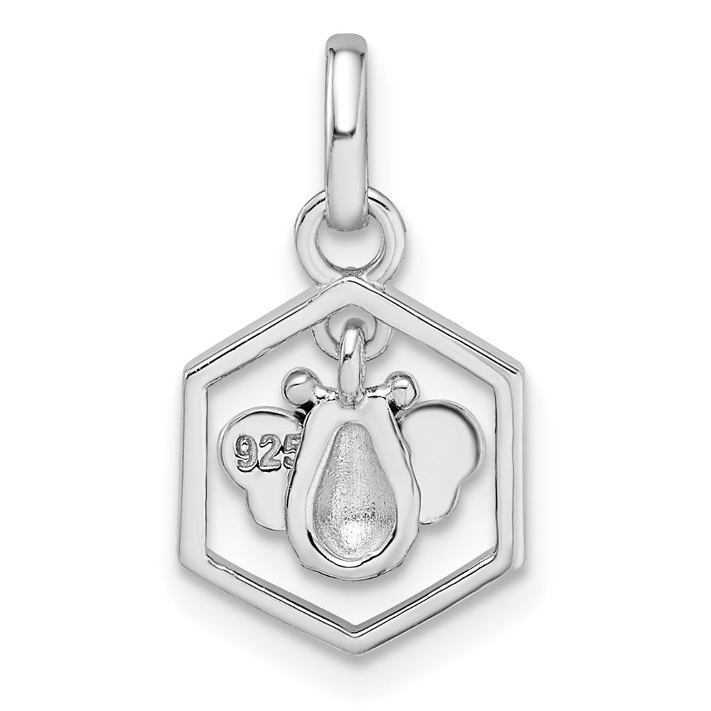 Sterling Silver Rhodium-plated Polished Enameled Bumblebee Pendant
