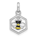 Sterling Silver Rhodium-plated Polished Enameled Bumblebee Pendant