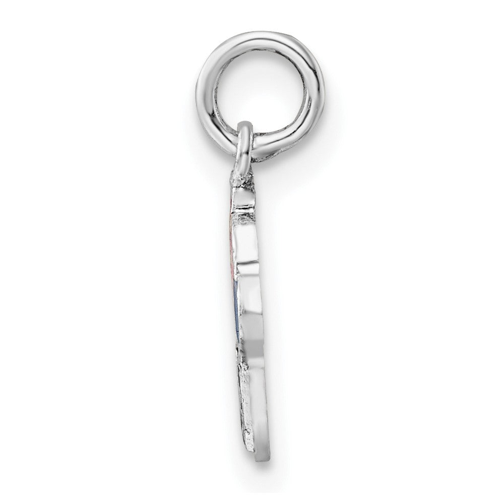 Sterling Silver RH-plated Enameled Ice Cream Cone Children's Pendant