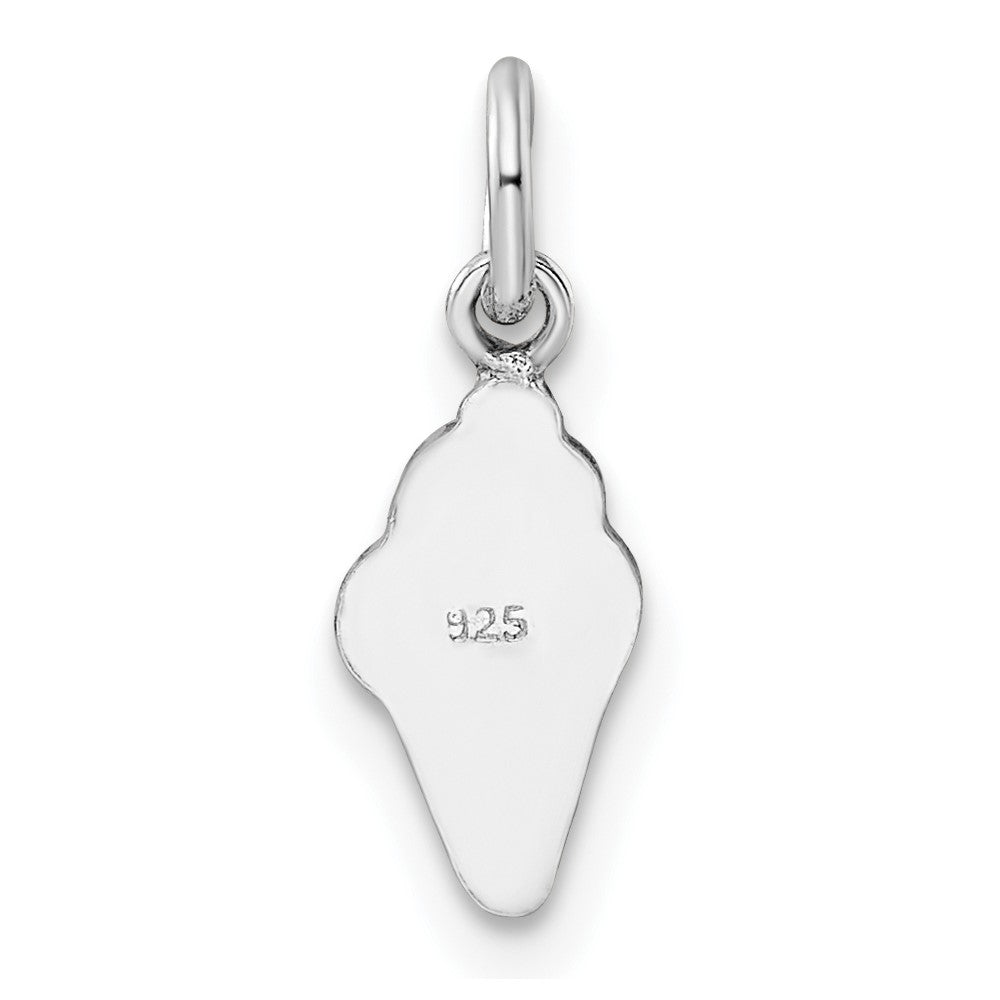 Sterling Silver RH-plated Enameled Ice Cream Cone Children's Pendant