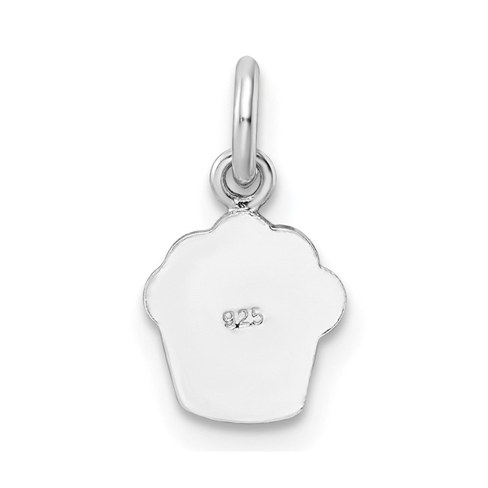 Sterling Silver RH-plated Multi-color Enameled Cupcake Children's Pendant