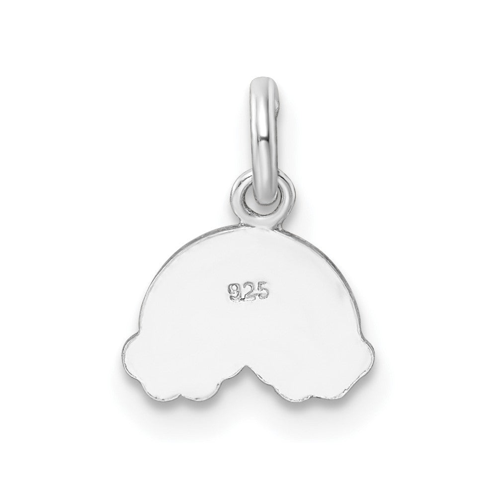 Sterling Silver RH-plated Polished & Enameled Rainbow w/Clouds Pendant