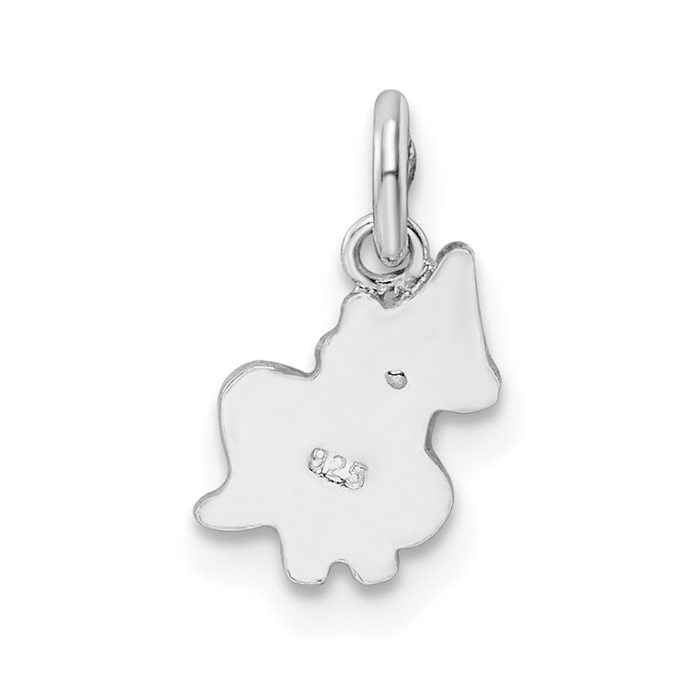 Sterling Silver RH-pltd Pink/White/Black Enamel Unicorn Pendant