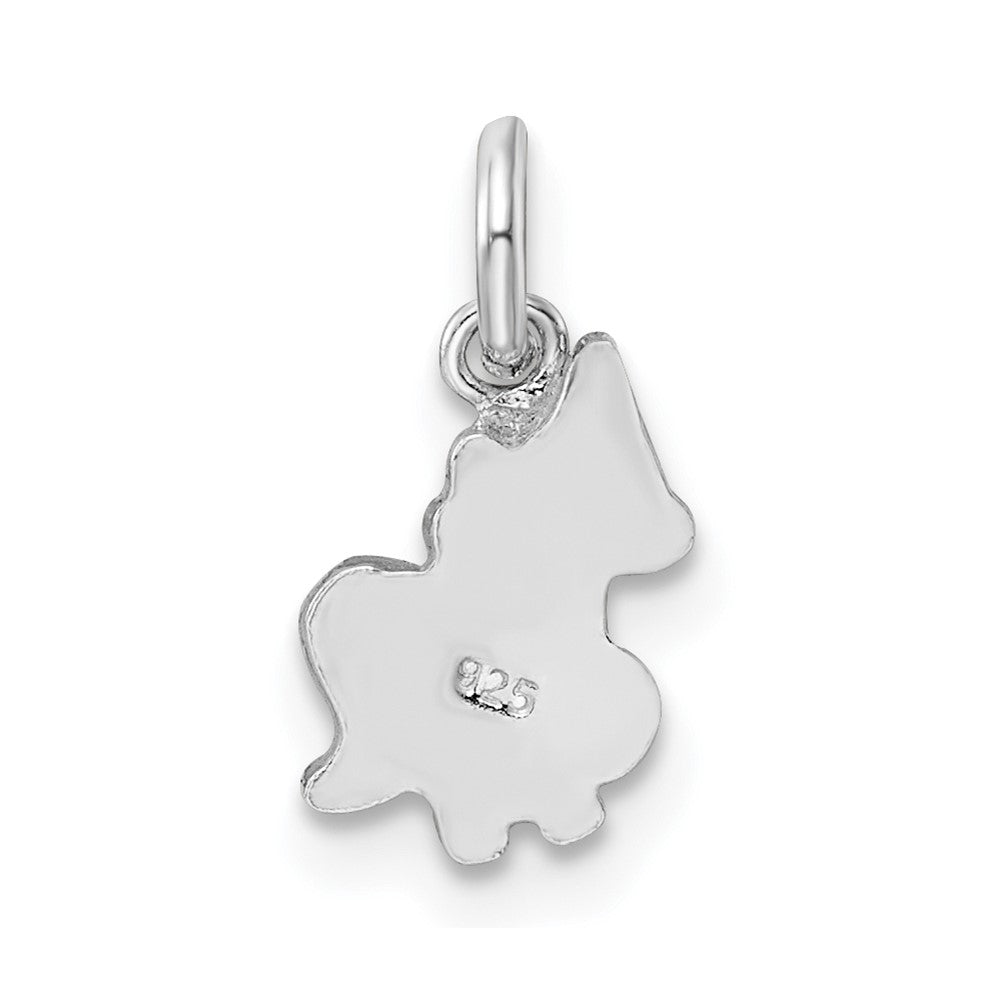 Sterling Silver RH-pltd Blue/White/Black Enamel Unicorn Pendant