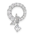 Sterling Silver Rhod-plated CZ Circle Chain Slide Pendant