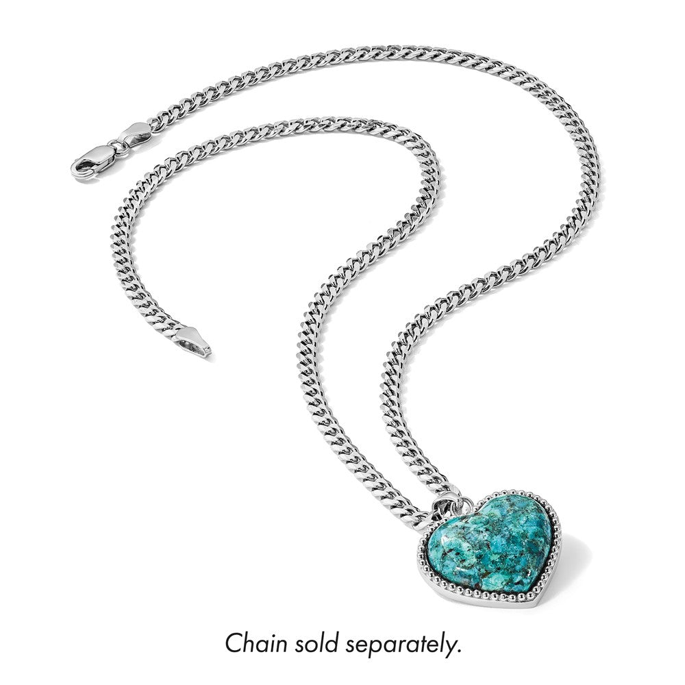 Sterling Silver Rhodium-plated Reconstituted Turquoise Heart Pendant