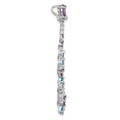 Sterling Silver Rh-plated Polished White/Blue/Purple CZ Teardrop Pendant