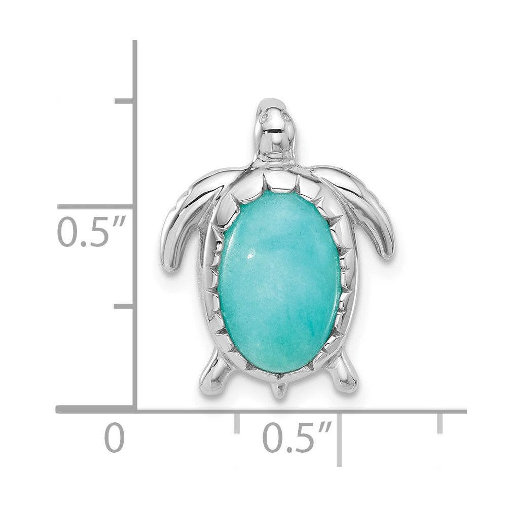 Sterling Silver Rhodium-plated Amazonite Turtle Chain Slide