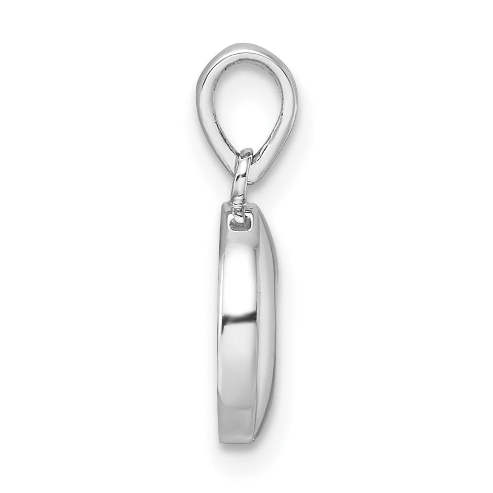 Sterling Silver Rhodium-plated Polished Pink Enamel Heart Pendant