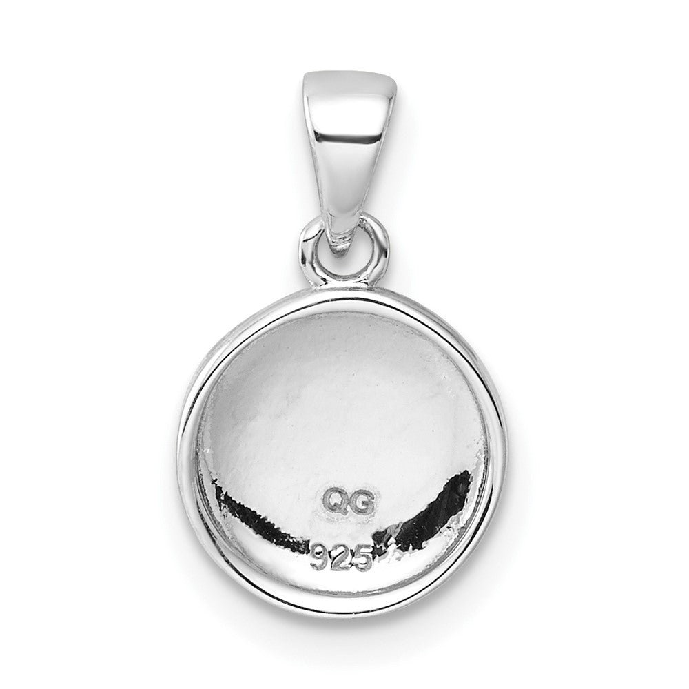 Sterling Silver Rhodium-plated Polished Pink Enamel Heart Pendant