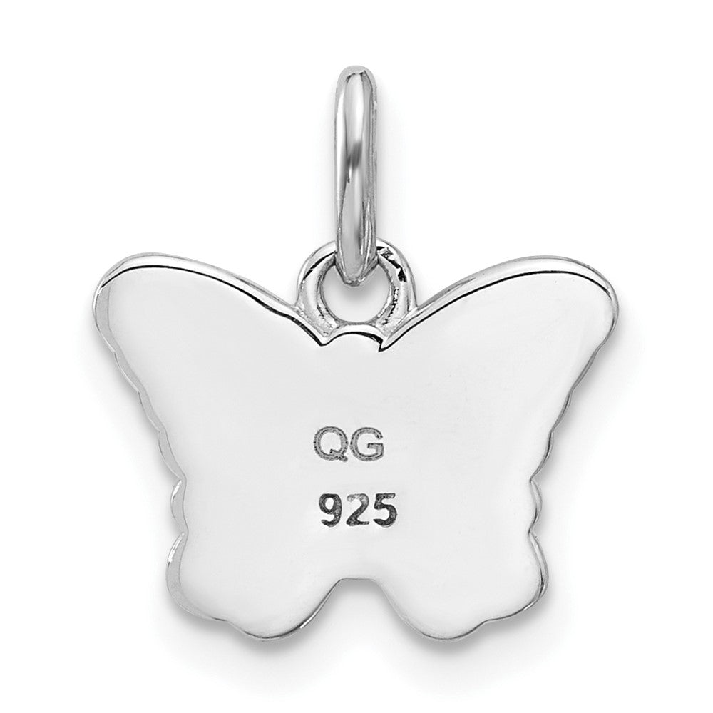 Sterling Silver RH-plated Pastel Enameled Dainty Butterfly Pendant