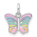 Sterling Silver RH-plated Pastel Enameled Dainty Butterfly Pendant