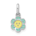 Sterling Silver RH-plated Blue & Yellow Enamel Flower Children's Pendant