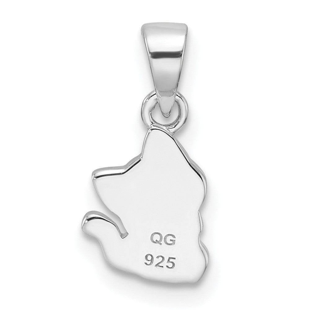 Sterling Silver Rhod-plated Multi-color Enameled Cat Petite Pendant