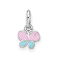 Sterling Silver Rhodium-plated Pink/Blue Enamel Butterfly Petite Pendant