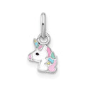 Sterling Silver Rhodium-plated Multi-color Enamel Unicorn Pendant