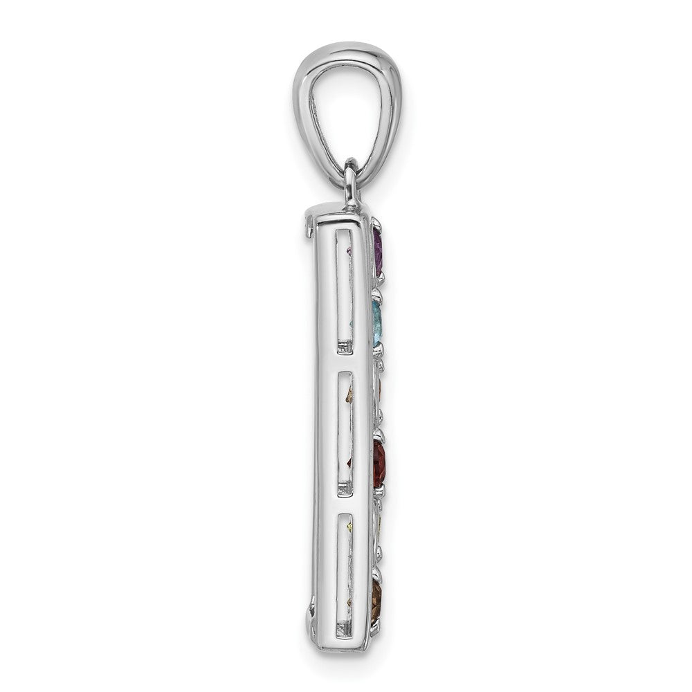 Sterling Silver Rhodium-plated Rainbow Multi-Gemstone Pendant