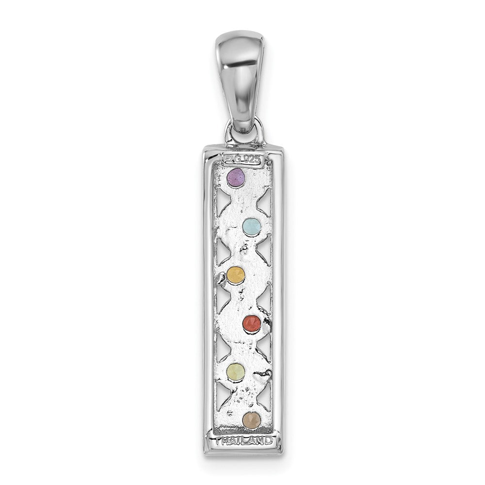 Sterling Silver Rhodium-plated Rainbow Multi-Gemstone Pendant