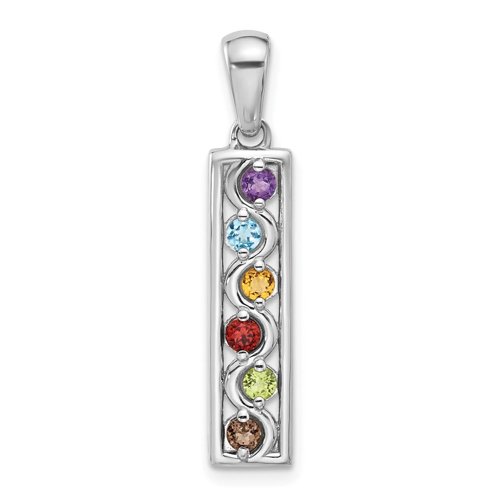 Sterling Silver Rhodium-plated Rainbow Multi-Gemstone Pendant