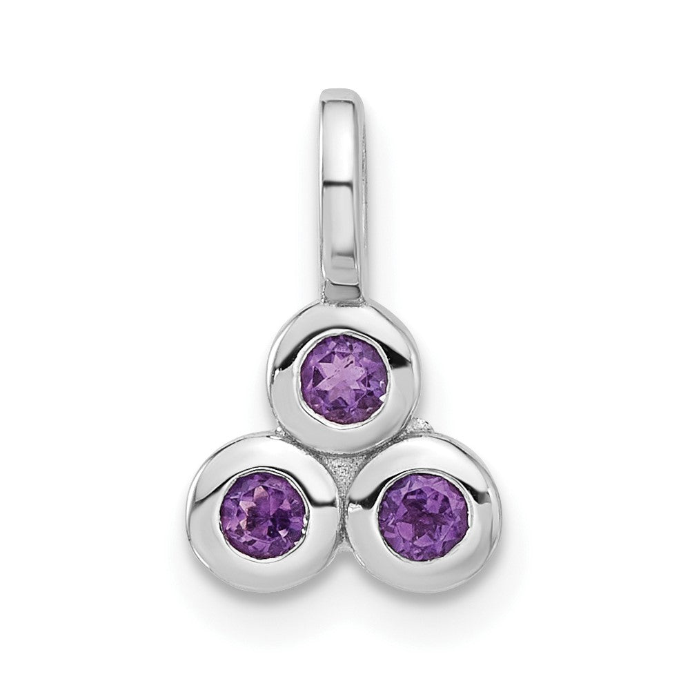 Sterling Silver Rhodium-plated Amethyst Petite Pendant