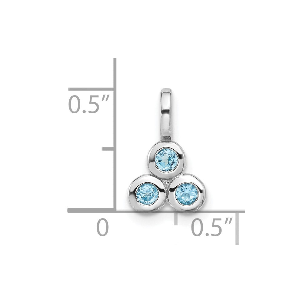 Sterling Silver Rhodium-plated Light Swiss Blue Topaz Petite Pendant