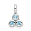 Sterling Silver Rhodium-plated Light Swiss Blue Topaz Petite Pendant