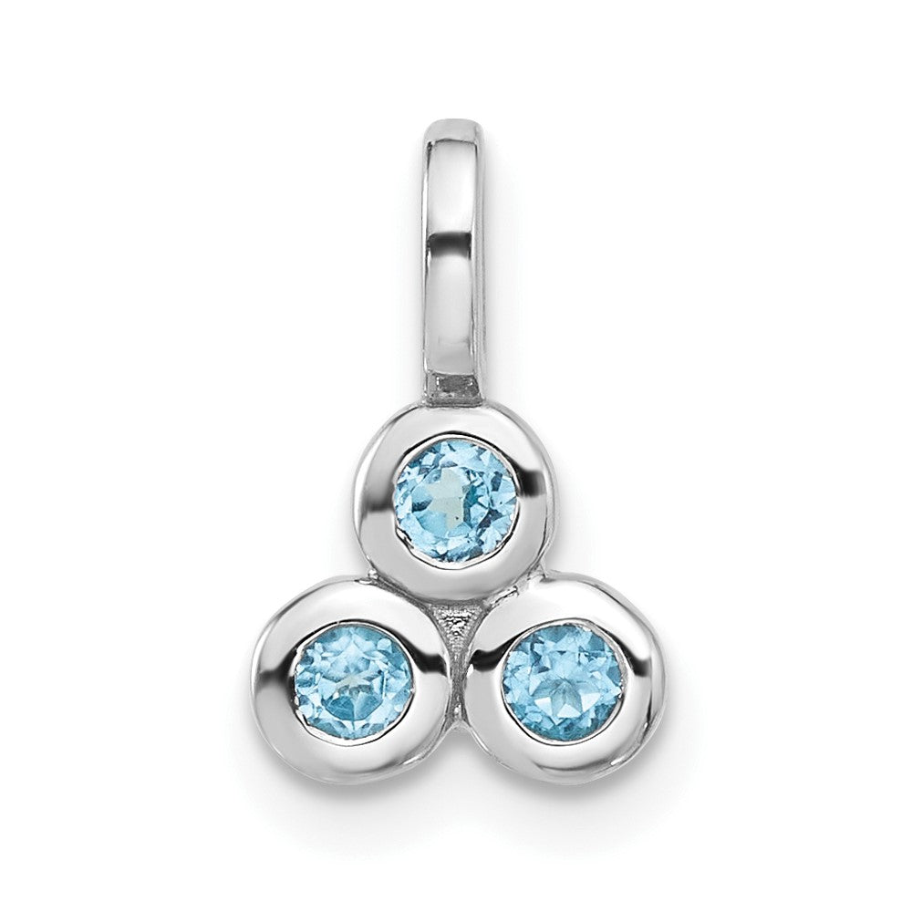 Sterling Silver Rhodium-plated Light Swiss Blue Topaz Petite Pendant