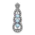 Sterling Silver Rhodium-plated Light Swiss Blue Topaz Chain Slide