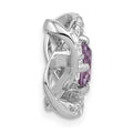 Sterling Silver Rhodium-plated Polished Amethyst/CZ Chain Slide Pendant
