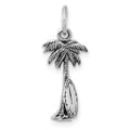 Sterling Silver Rh-plated Antiqued Palm Tree & Surfboard Pendant
