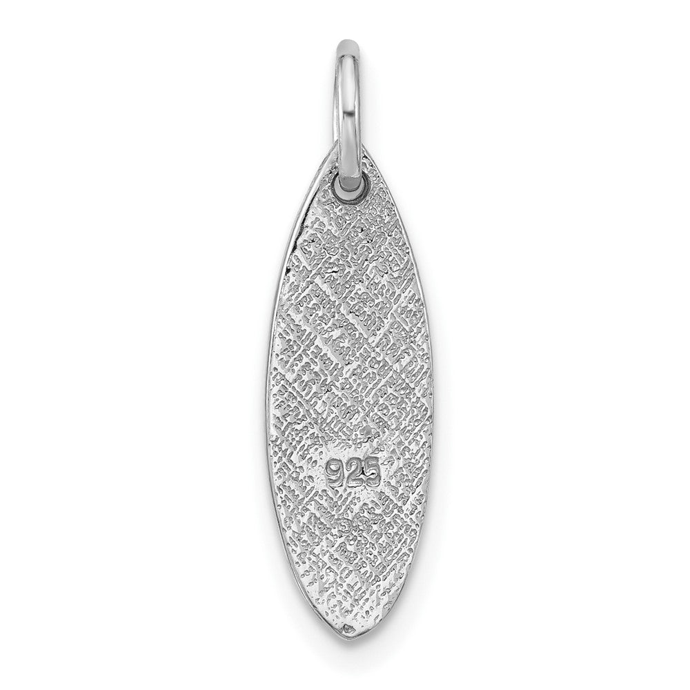 Sterling Silver Rh-plated Yellow Enamel Pineapple Surfboard Pendant