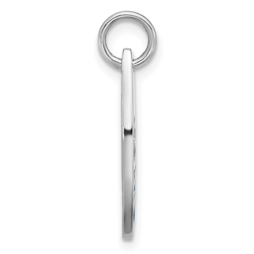 Sterling Silver Rh-plated Polished Enamel Flower Surfboard Pendant