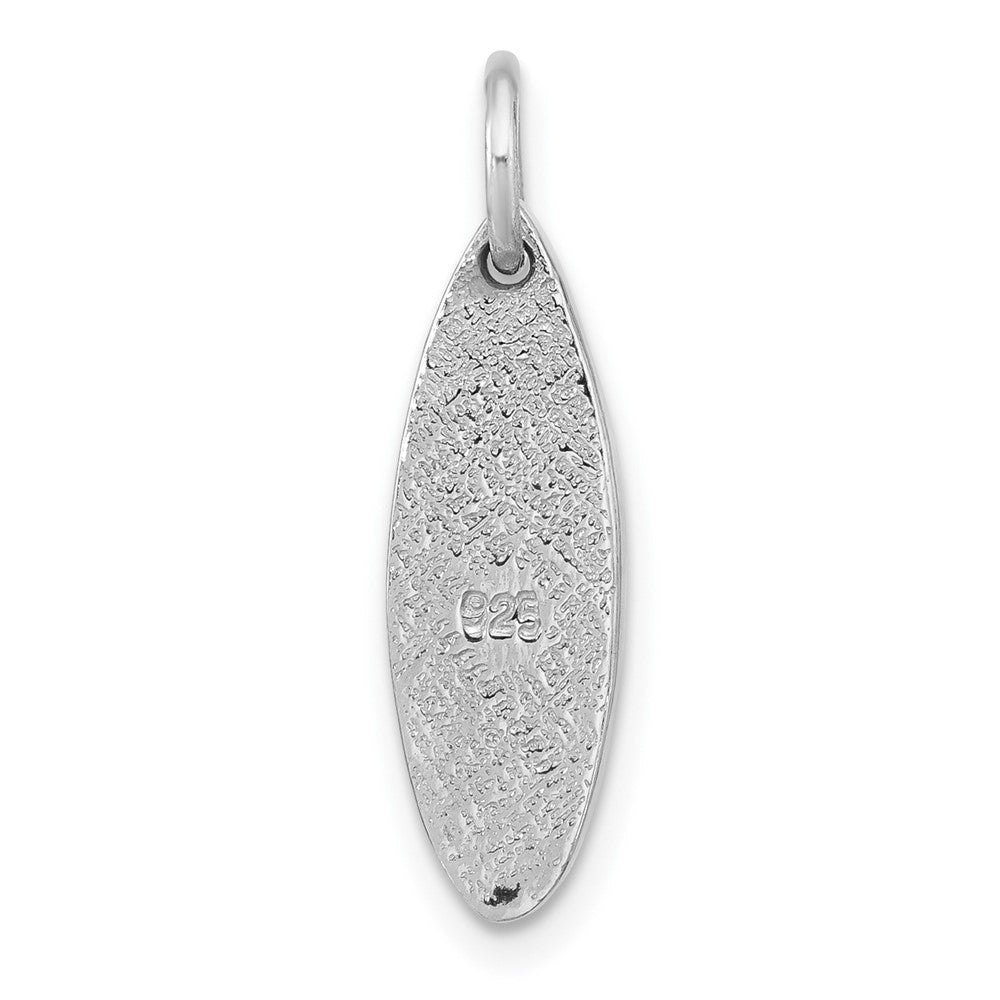 Sterling Silver Rh-plated Polished Enamel Flower Surfboard Pendant