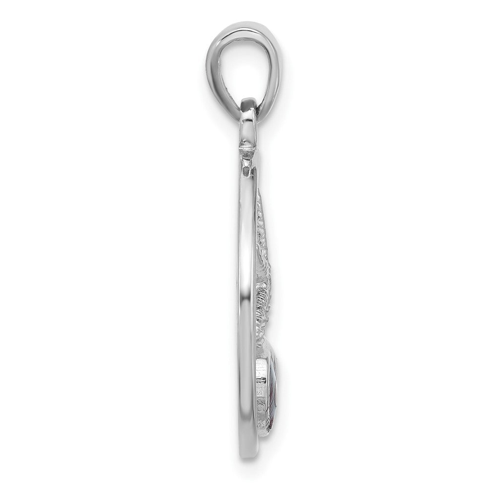 Sterling Silver Rh-plated Polished Paua Shell Starfish & Shell Pendant
