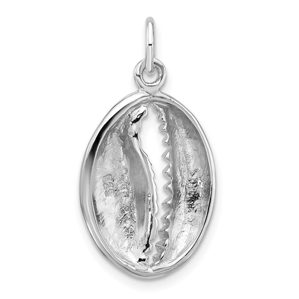 Sterling Silver Rh-plated Polished Cowrie Shell Pendant