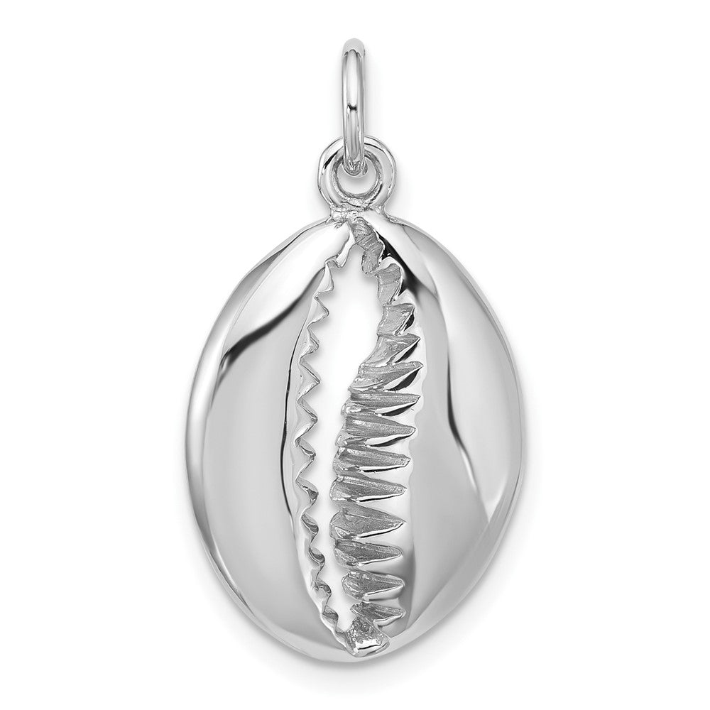 Sterling Silver Rh-plated Polished Cowrie Shell Pendant