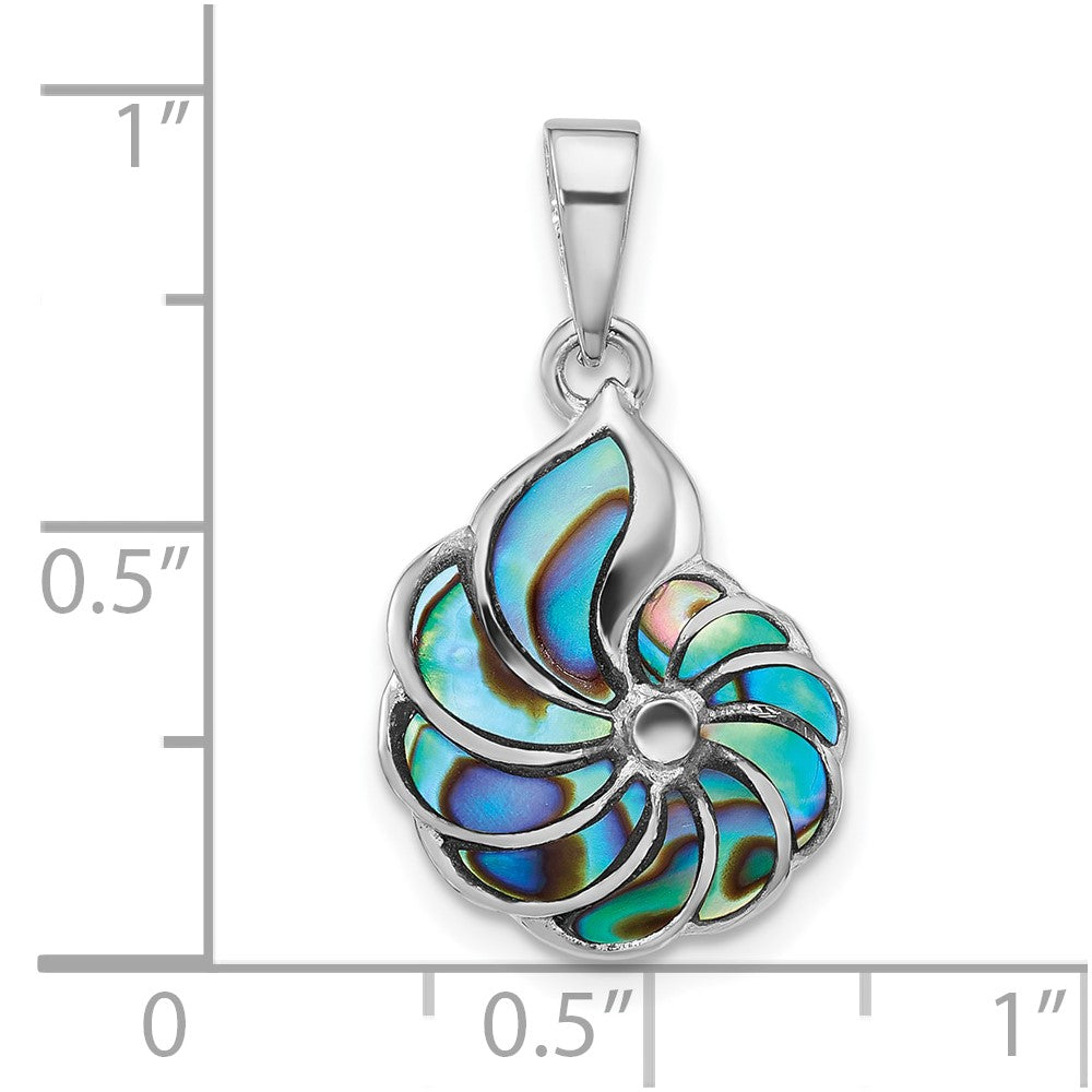 Sterling Silver Rh-plated Polished Abalone Swirl Shell Pendant