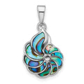 Sterling Silver Rh-plated Polished Abalone Swirl Shell Pendant
