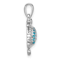 Sterling Silver Rh-plated Polished CZ Turtle Pendant