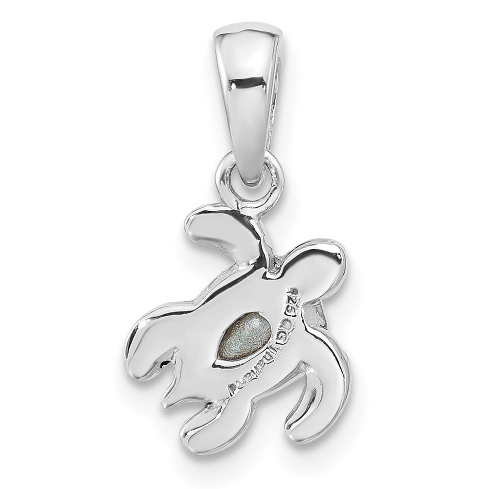Sterling Silver RH-plated Antiqued Crystal May Birthstone Turtle Pendant