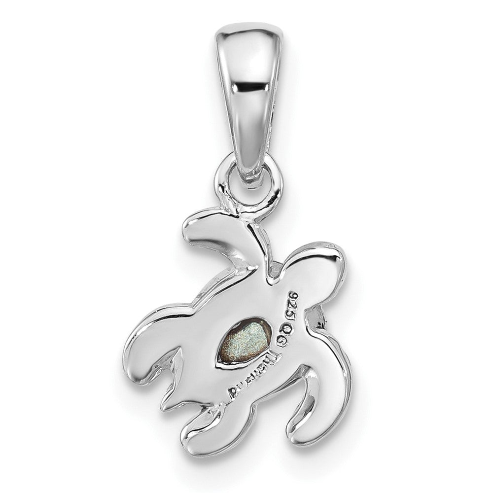 Sterling Silver RH-plated Antiqued Crystal Sep Birthstone Turtle Pendant