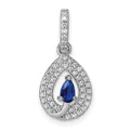 Sterling Silver Rhodium-plated Blue and White CZ Teardrop Pendant