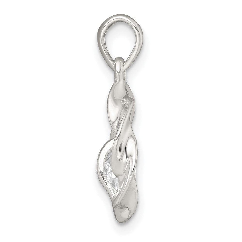 Sterling Silver Polished CZ Twisted Circle Pendant
