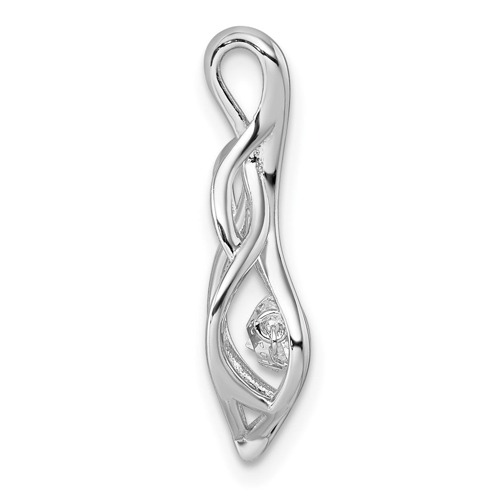 Sterling Silver Rhodium-plated Vibrant CZ Open Teardrop Pendant